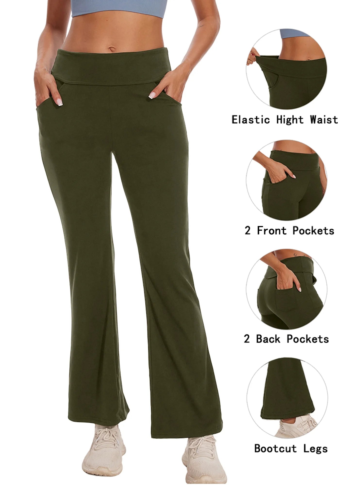 Womens Bootcut Yoga Pants with Pockets 
