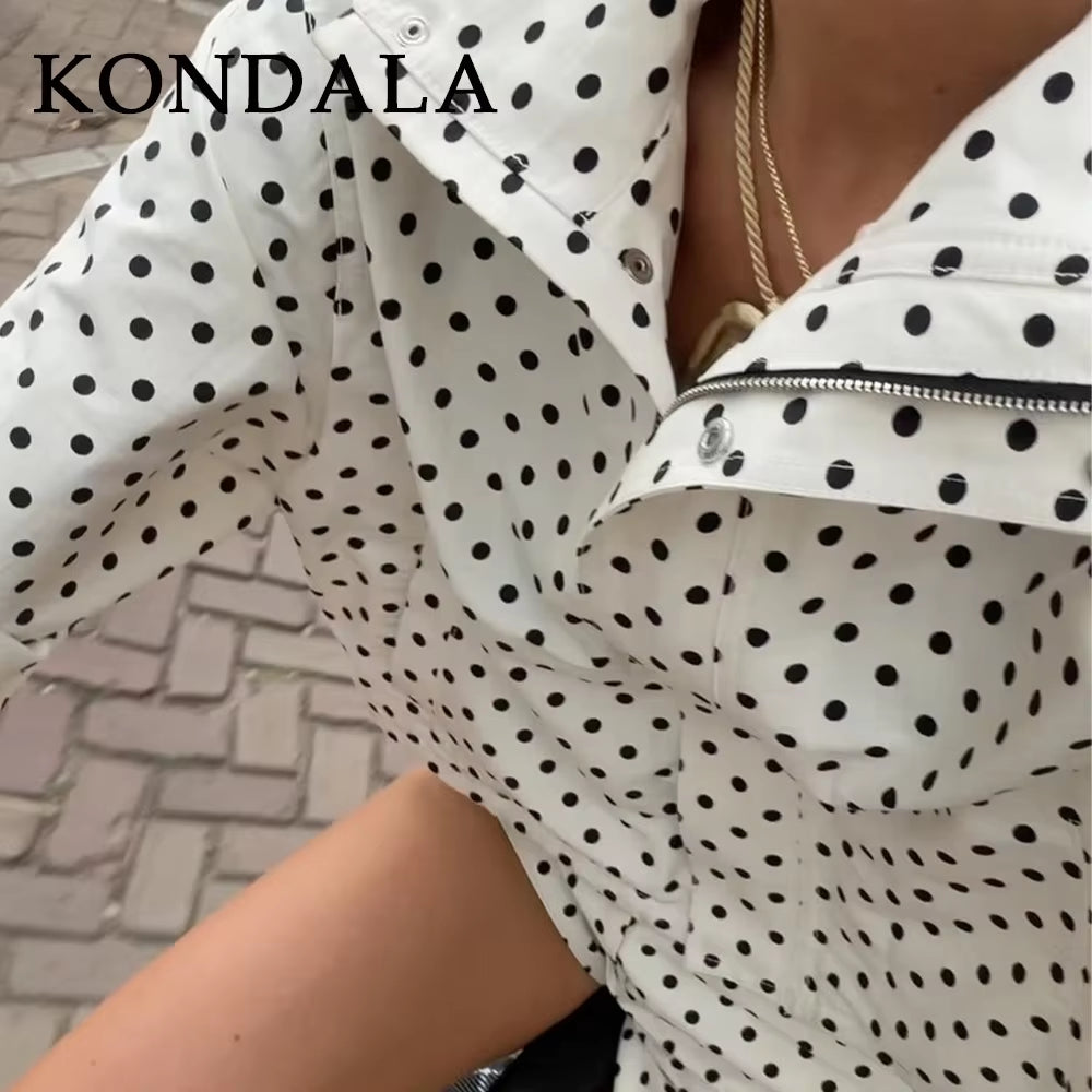 2025 Fall Winter Dot Going Out Outfits Fashion Streetwear Stand Collar Zipper Back to School Clothes Korean Style Suits